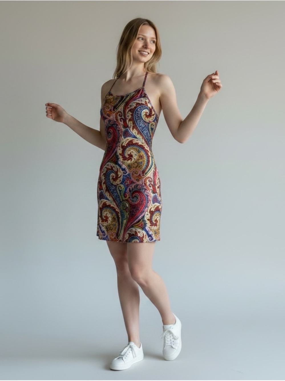 Paisley Print Slip Dress in Multicolor NWOT Small
